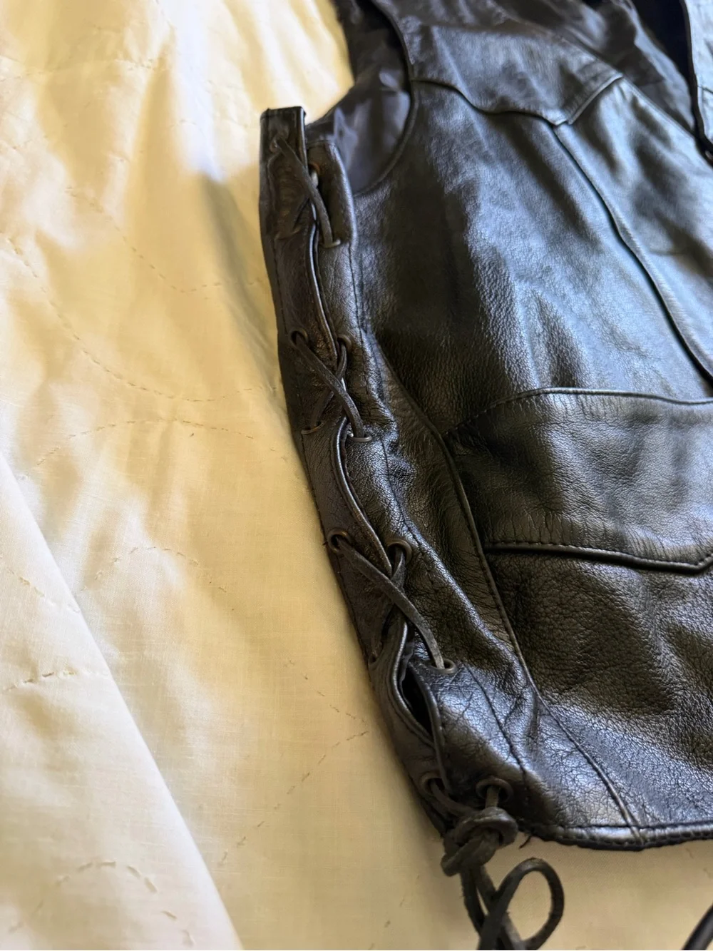 Classic Black Leather Vest - Unbranded Men's Motorcycle Vest